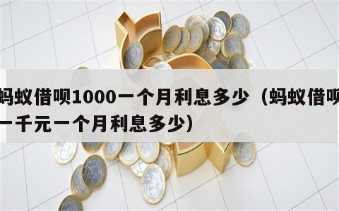 蚂蚁借呗1000一个月利息多少（蚂蚁借呗一千元一个月利息多少）