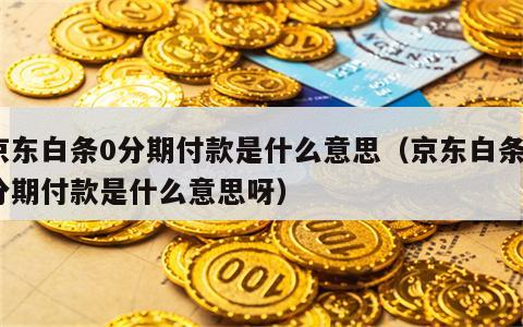 京东白条0分期付款是什么意思（京东白条0分期付款是什么意思呀）