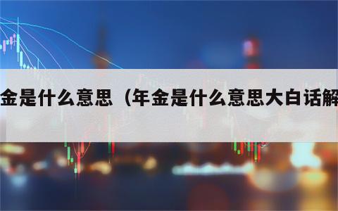 年金是什么意思（年金是什么意思大白话解释）