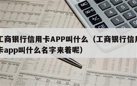 工商银行信用卡APP叫什么（工商银行信用卡app叫什么名字来着呢）