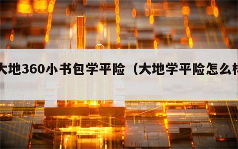 大地360小书包学平险（大地学平险怎么样）