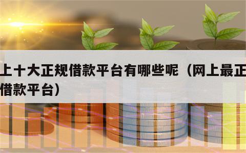 网上十大正规借款平台有哪些呢（网上最正规的借款平台）