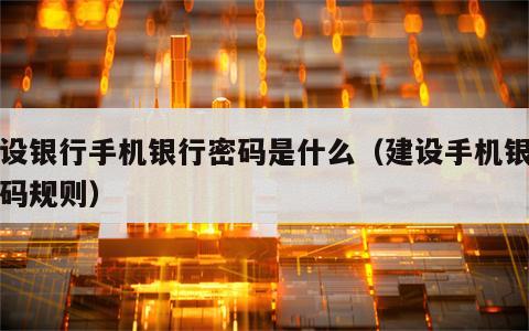建设银行手机银行密码是什么（建设手机银行密码规则）