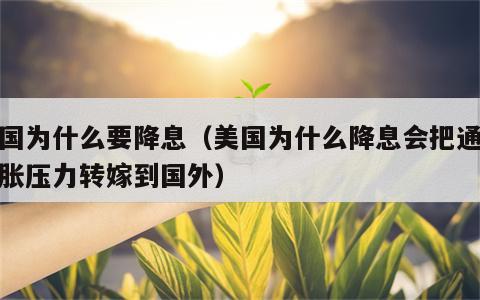 美国为什么要降息（美国为什么降息会把通货膨胀压力转嫁到国外）