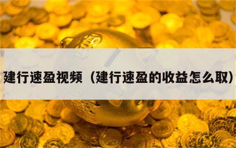 建行速盈视频（建行速盈的收益怎么取）