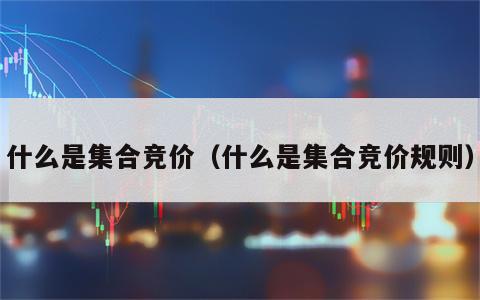什么是集合竞价（什么是集合竞价规则）