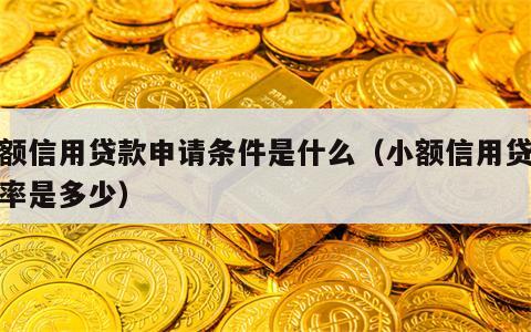 小额信用贷款申请条件是什么（小额信用贷款利率是多少）