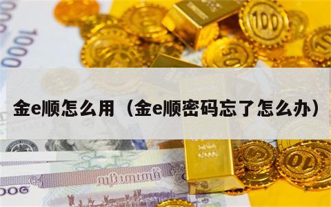 金e顺怎么用（金e顺密码忘了怎么办）